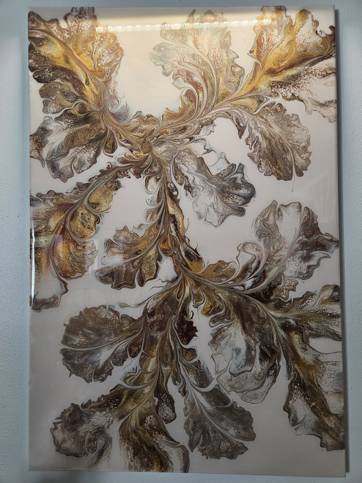 Lg 24×36 Beautiful epoxy resin coated floral dutch pour/w matching coasters.
