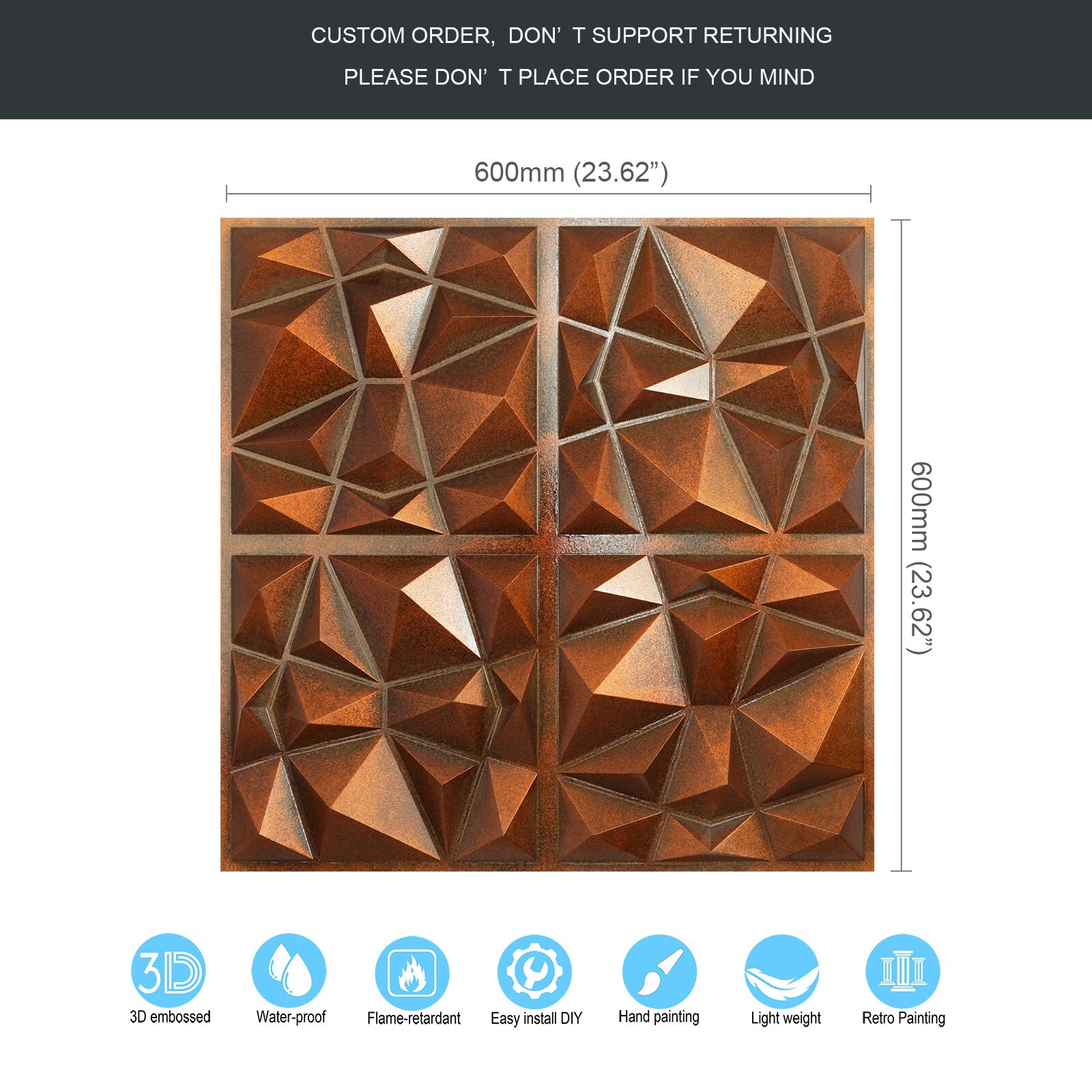 Artistic 3D Ceiling Tile Aged Artwork Panels Decor PLM101 Archaic copper 10pcs