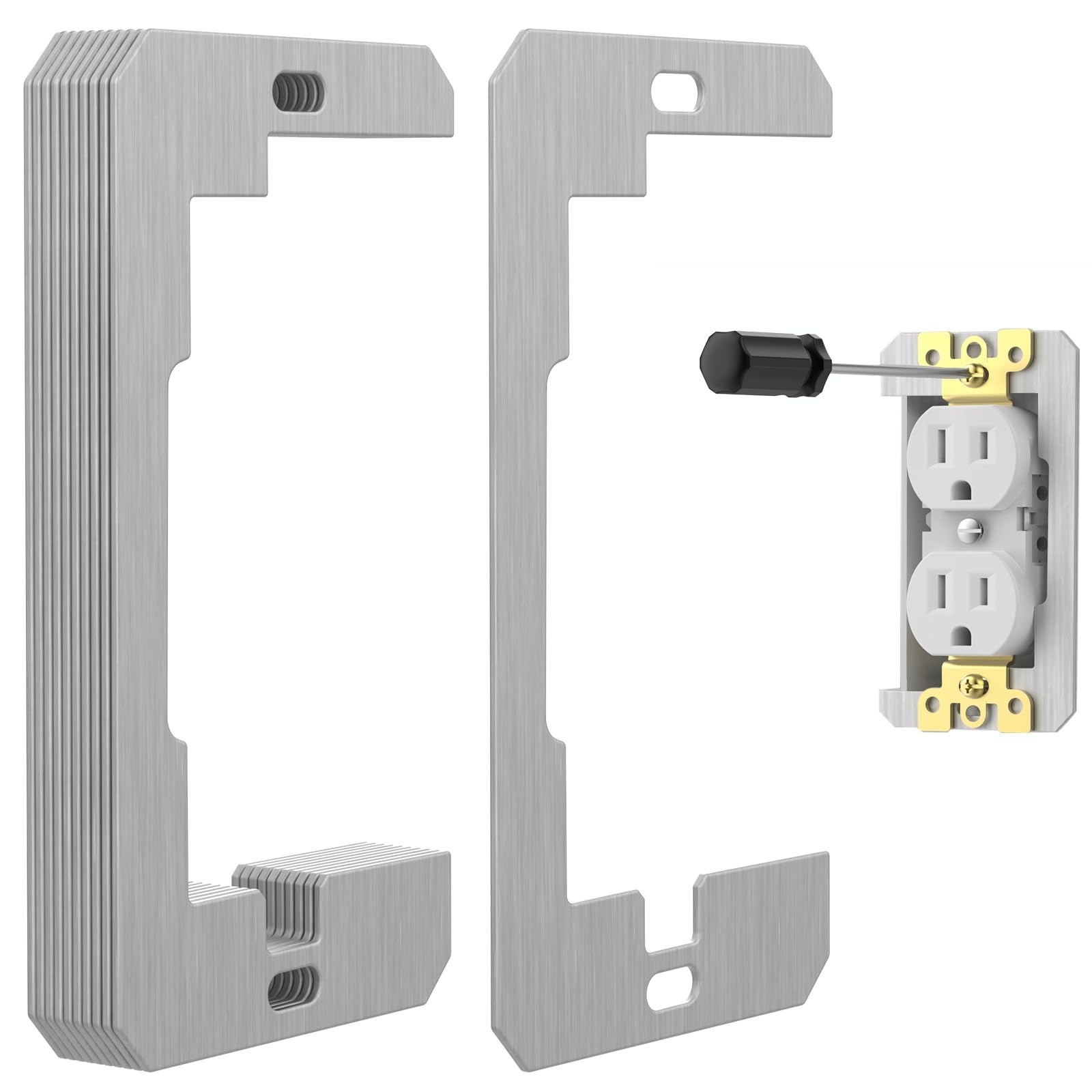 10 Pcs Wall Plate Spacer,Spacers for Electrical Outlets, Metal Flush Silver