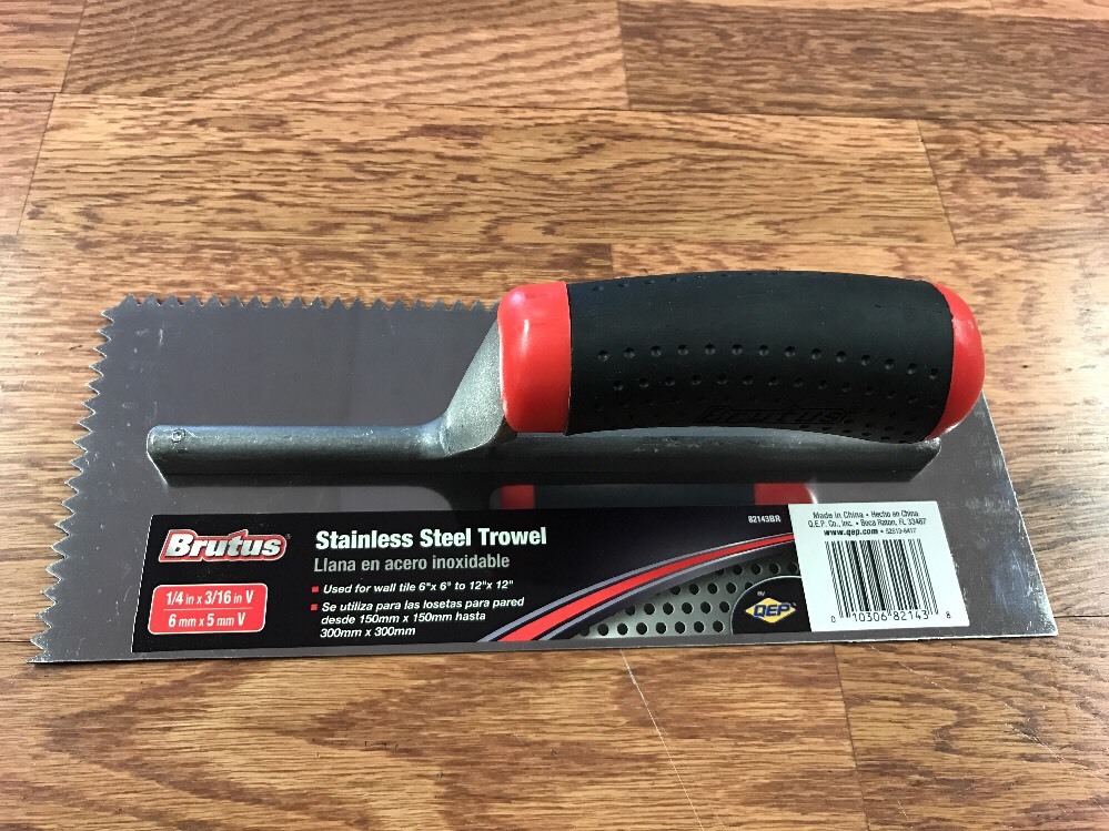 QEP V Notch 11″ Tile and Wood Flooring Trowel 1/4″ x 3/16″