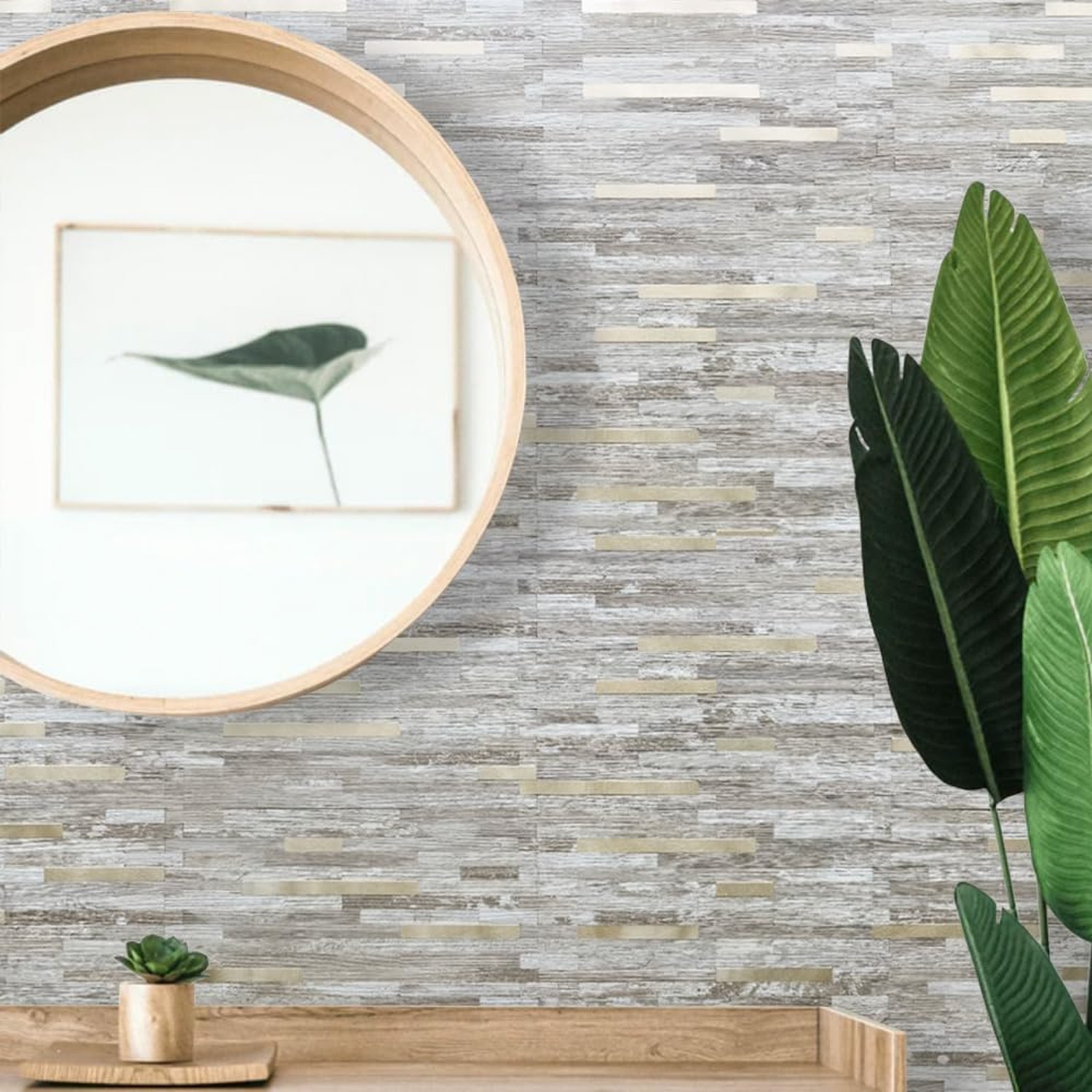 DICOFUN 10-Sheet Peel and Stick Backsplash Tile, Brown Birch Wood Look PVC Mi…