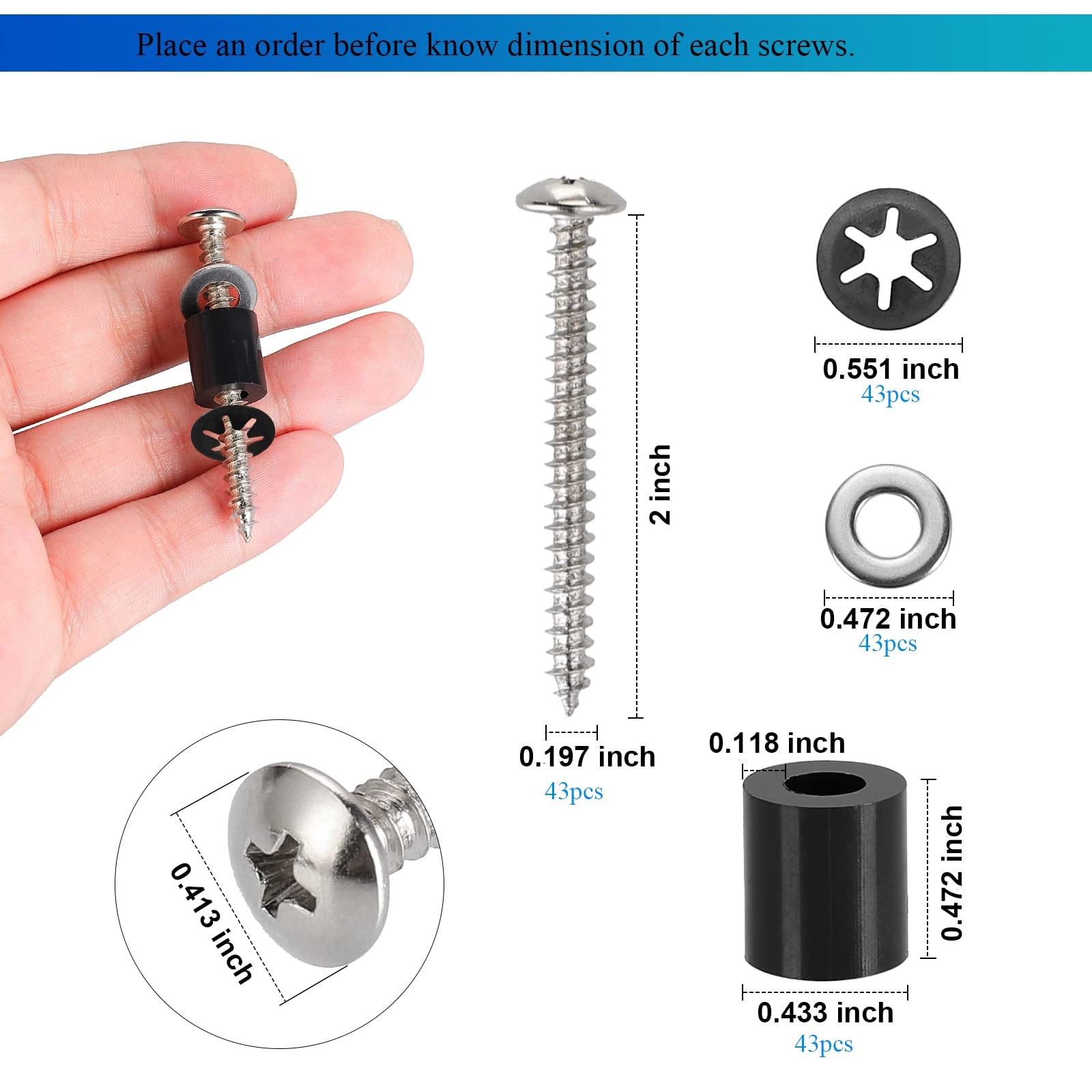 HanTof 43 Set (172Pcs) Pegboard Mounting spacers and Screws Kit, Peg One Size