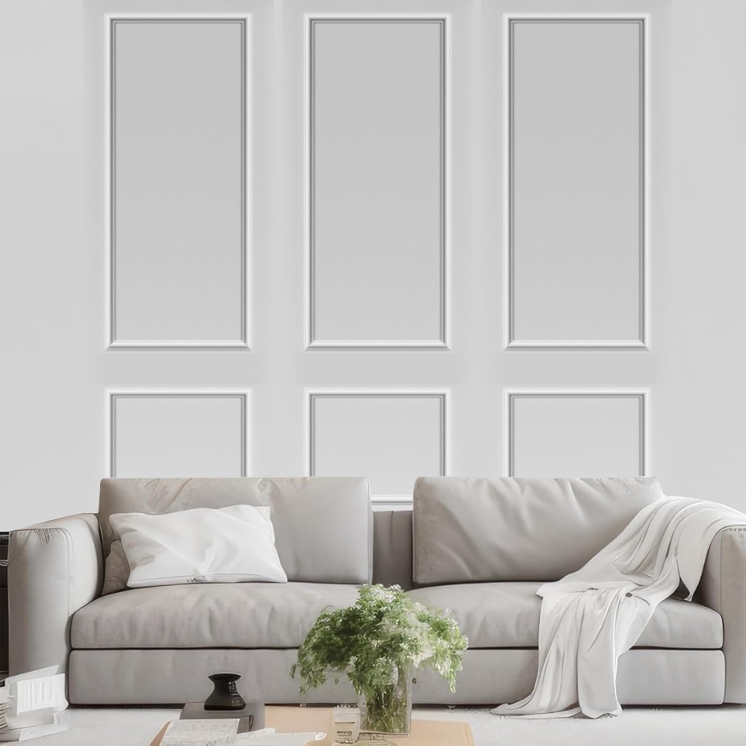 Elegant 3D Peel and Stick Wainscoting Kit – 30 White Accent Molding Pieces