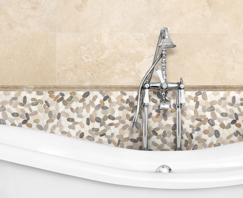 Venice Pebble Stone Tile Warm Blend Flat Tiles River Rock Stone Floor Wall