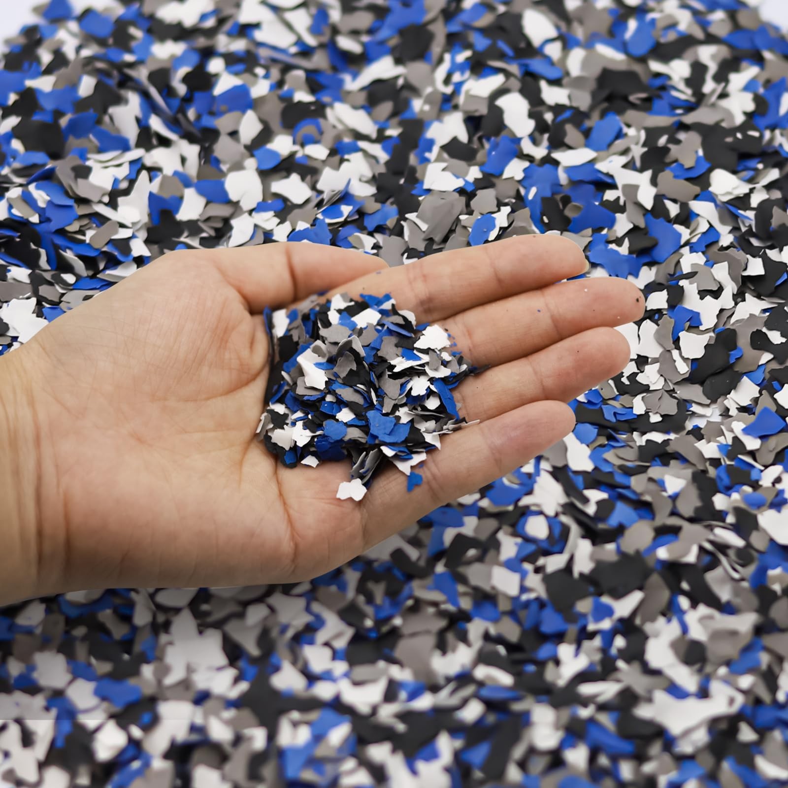 KEPYDRMTF Epoxy Floor Flakes Black White Blue Grey 2lb