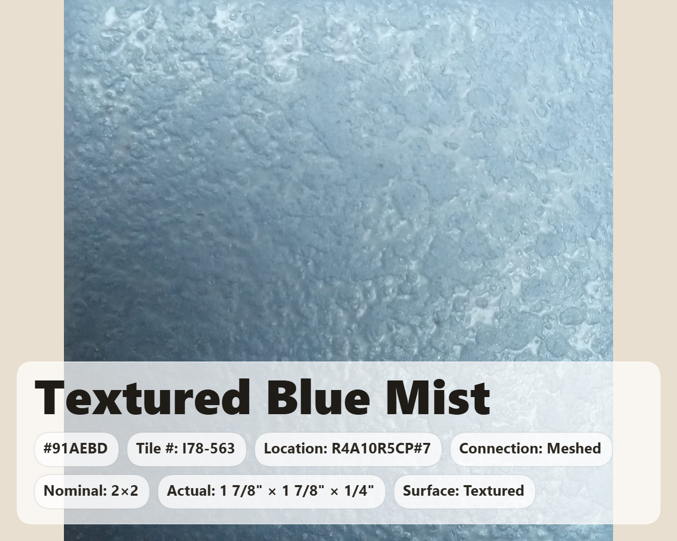 2×2 Tile Textured Blue Mist Meshed Wall Remodel Ceramic C#I78-563 Sample