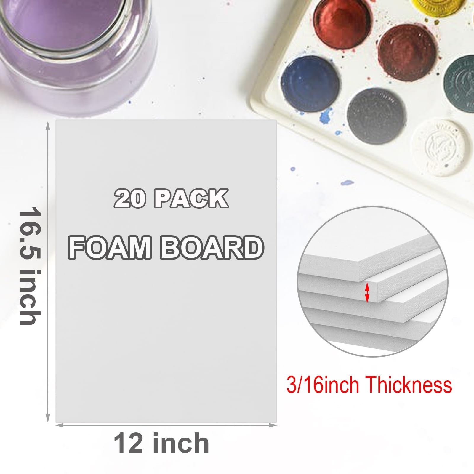 20 Pack White Foam Boards 12×16.5 inch, 3/16″ Thick Foam Core Board for Proje…