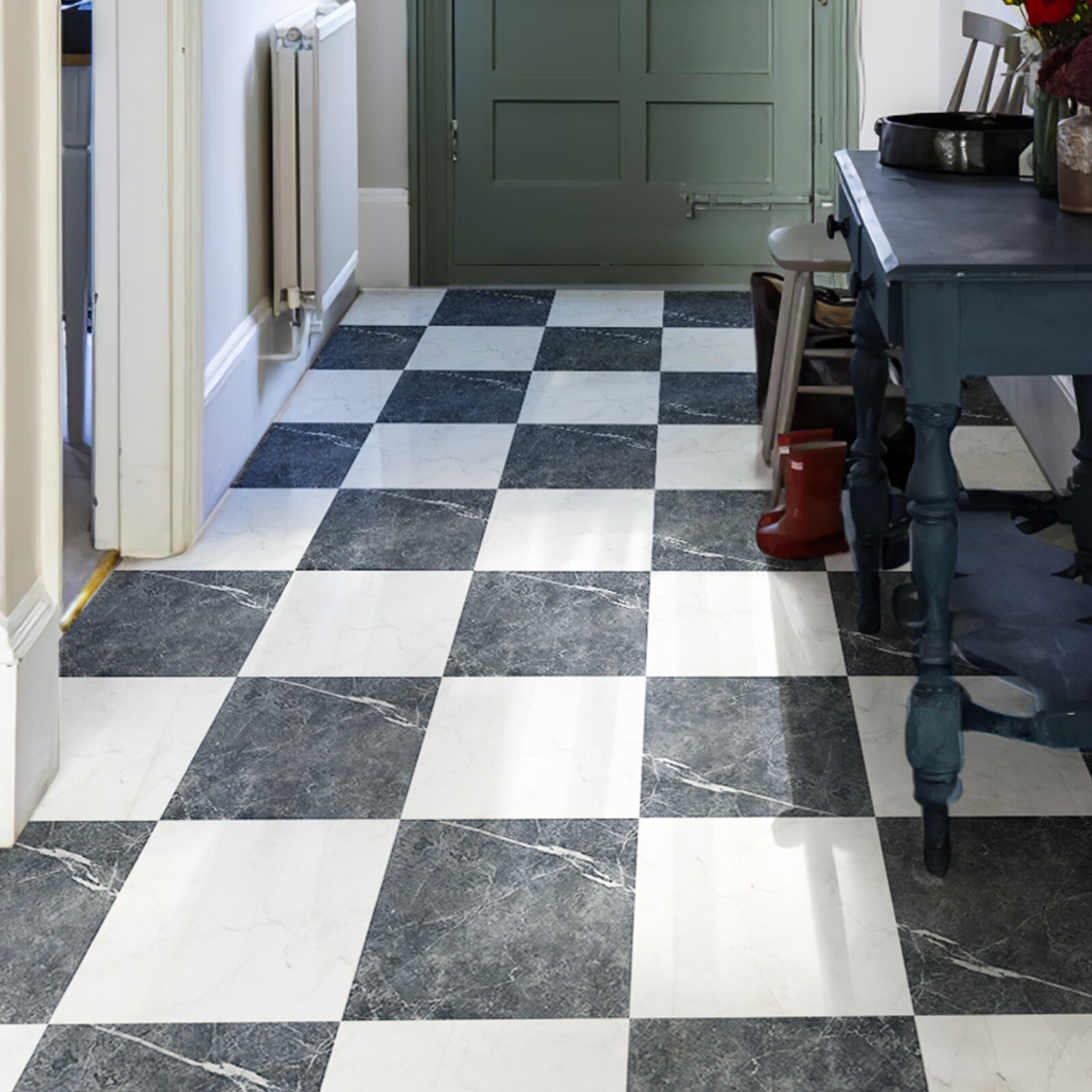 Art3d 12 x 12in 30-Pack Peel & Stick Vinyl Floor Tiles,Black & White Marble