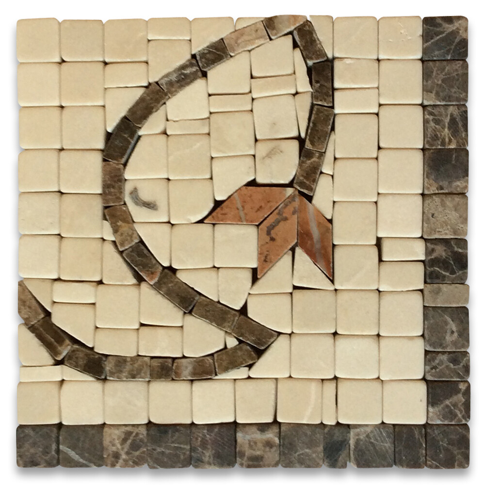 B4682CT Marble Mosaic Border Decorative Accent Tile Edera Sienna 4×4 Tumbled