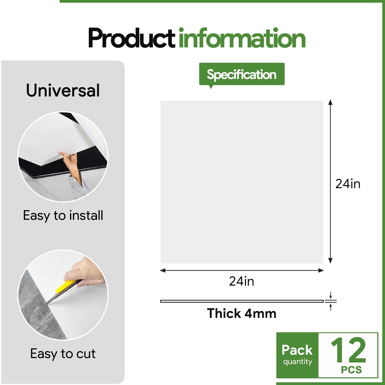 24×24 White Drop Ceiling Tiles Waterproof High-Grade PVC Ceiling Tiles 2×2 Fire-