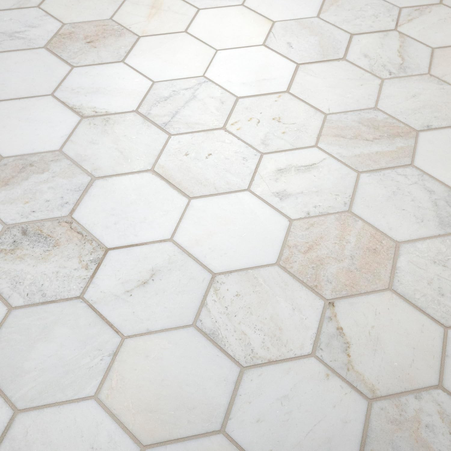 Arabescato Venato White Hexagon Honed Marble Tile for Elegant Spaces