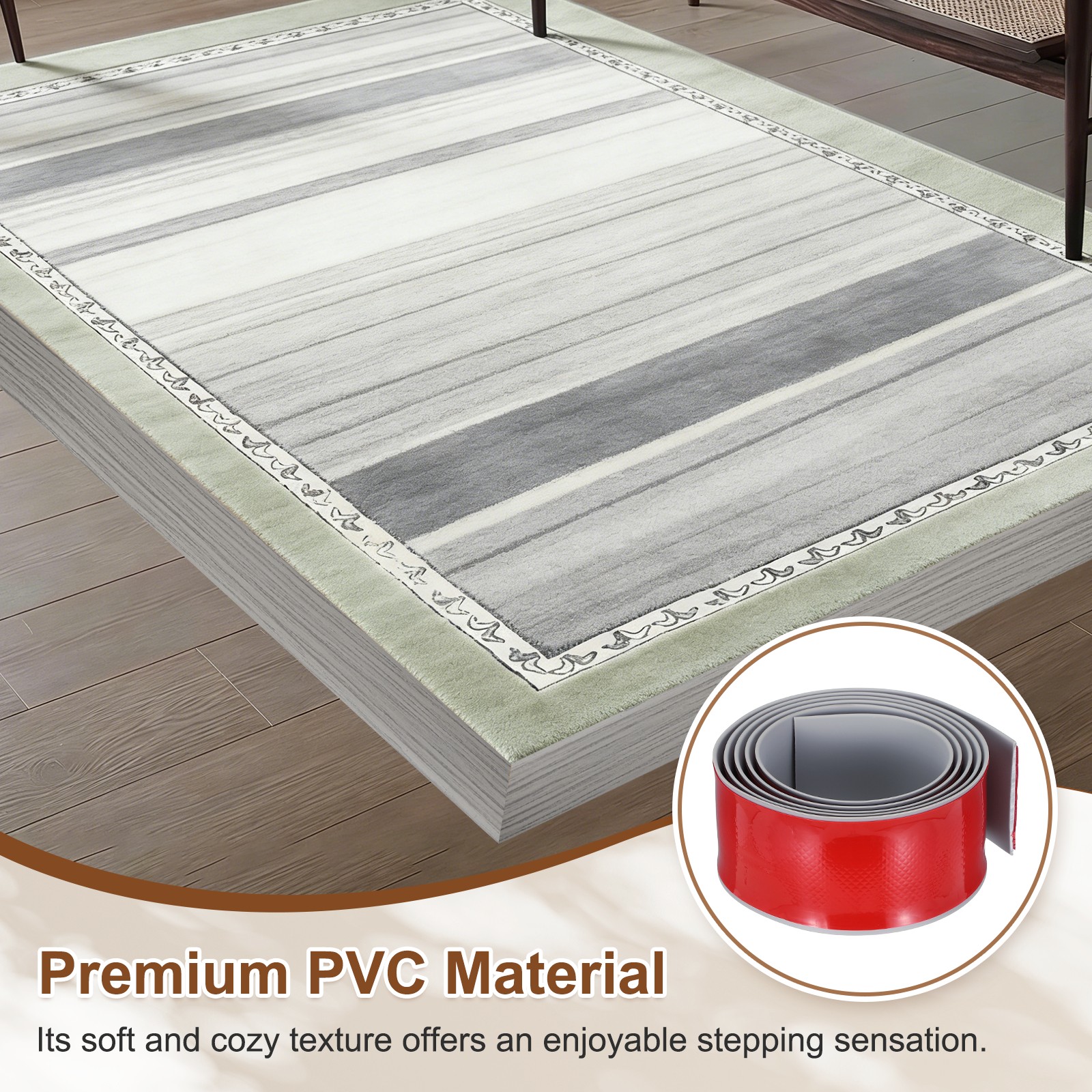 Floor Transition Strip (1.97″/ x 11.5ft) PVC Floor Strips Gray