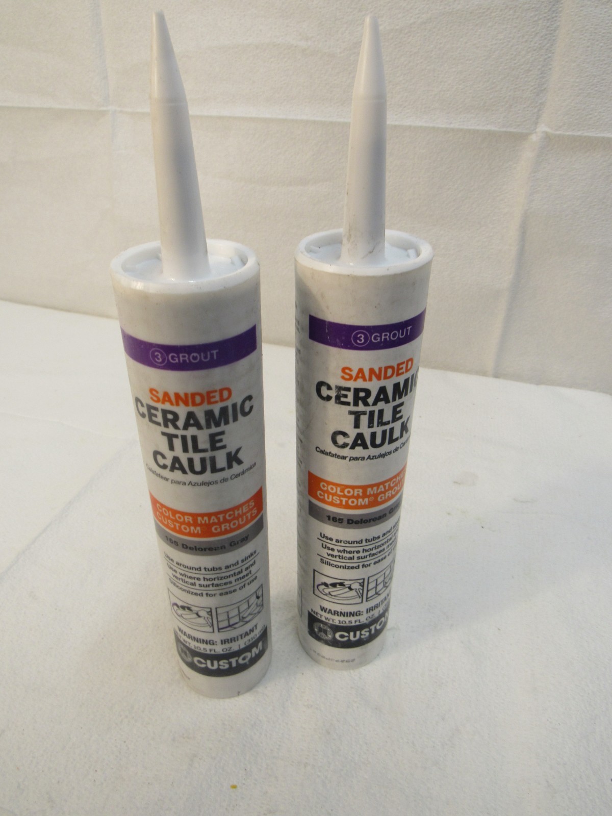 3Grout Sanded Ceramic Tile Caulk 165 Delorean Gray Lot of 2 10.5oz