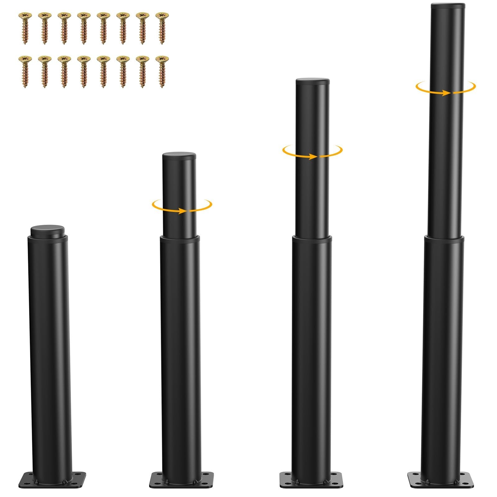 4 PCS Adjustable Furniture Legs,10″-17″ Adjustable Metal Height Replacement S…
