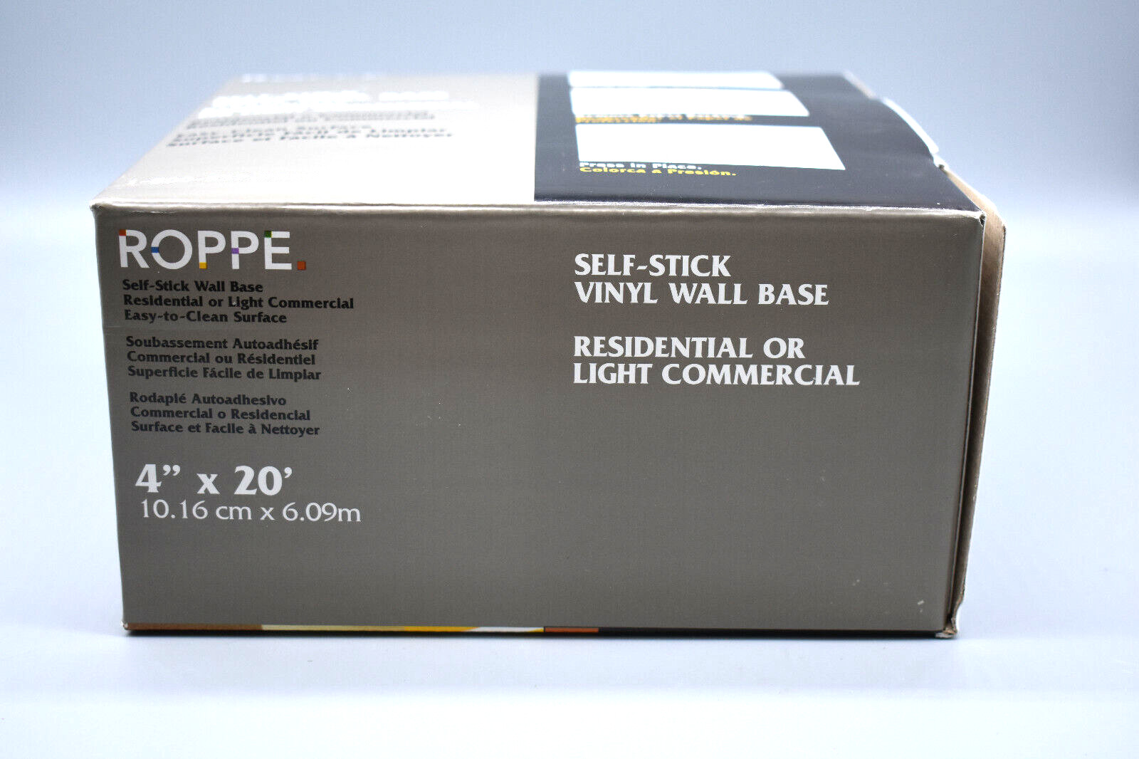 ROPPE SNOW Self-Stick Vinyl Wall Base, 4″ x 20′ New Old Stock. Made in USA