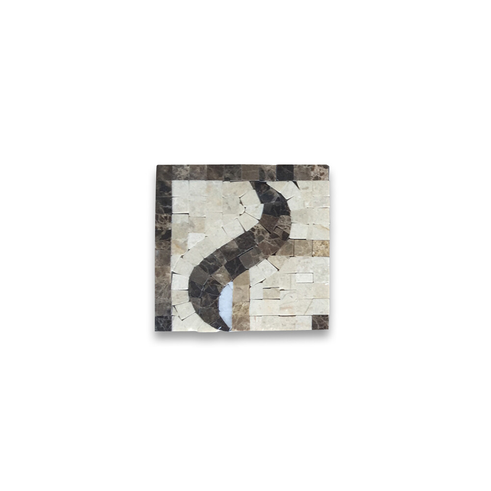 B0024CP Marble Mosaic Border Decorative Tile Melody Emperador 4×4 Polished