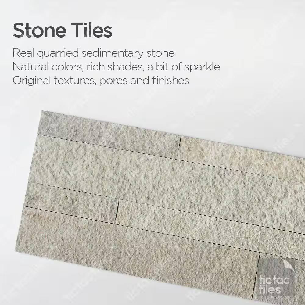 12-Sheets Beige 24 In. X 6 In. Peel, Stick Self-Adhesive Decorative 3D Stone Til
