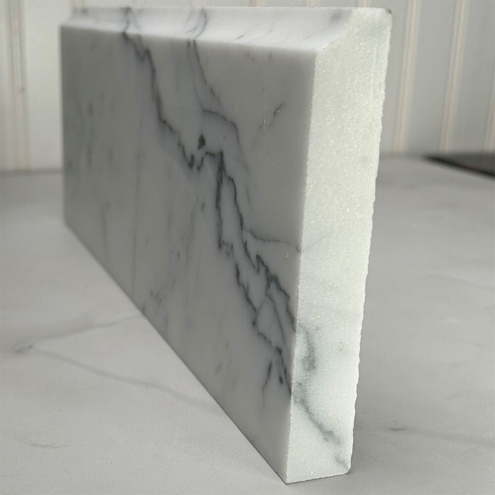 L12P Statuary White Marble 5×12 Baseboard Trim Molding Polished