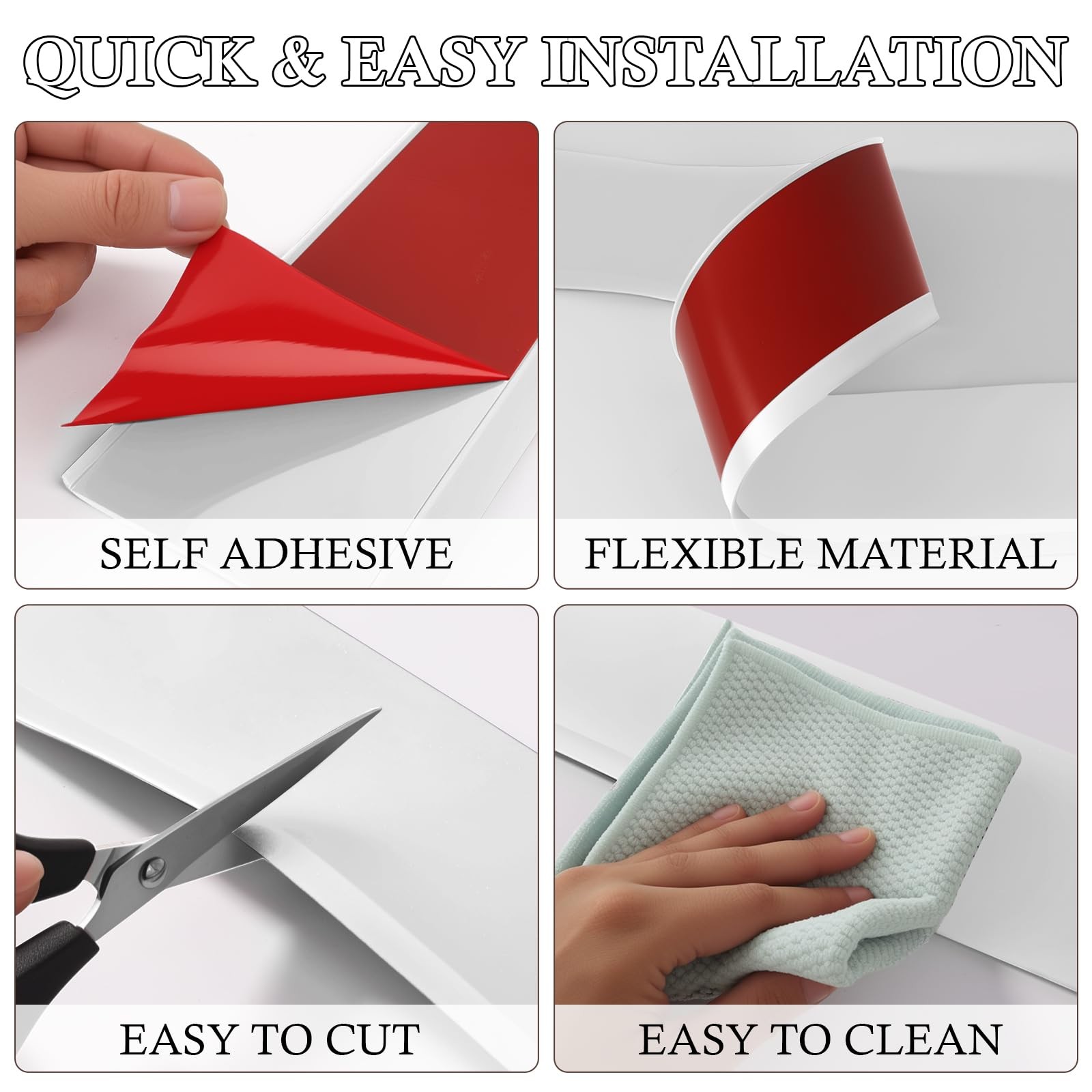 Flexible Baseboard Molding Trim 4″ x 15 ft, 20ft 40ft 50ft 60ft 100ft Self-Ad…