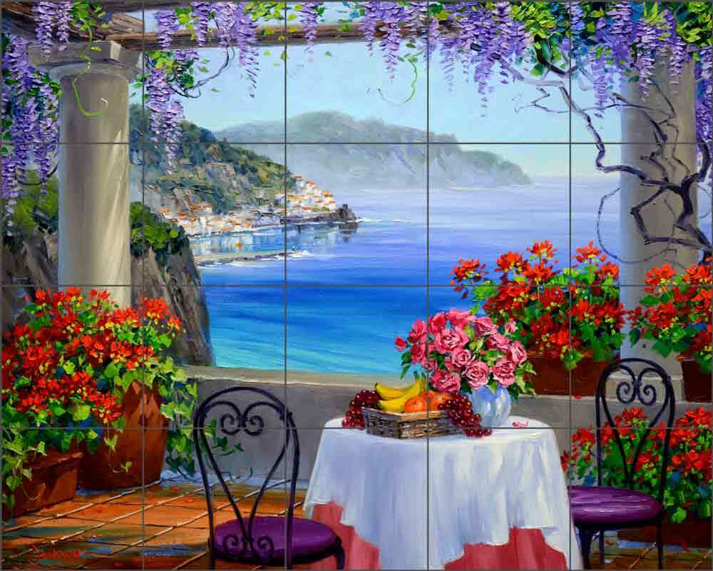 Amalfi Coast Mediterranean Kitchen Backsplash Tile Mural – Mikki Senkarik MSA240