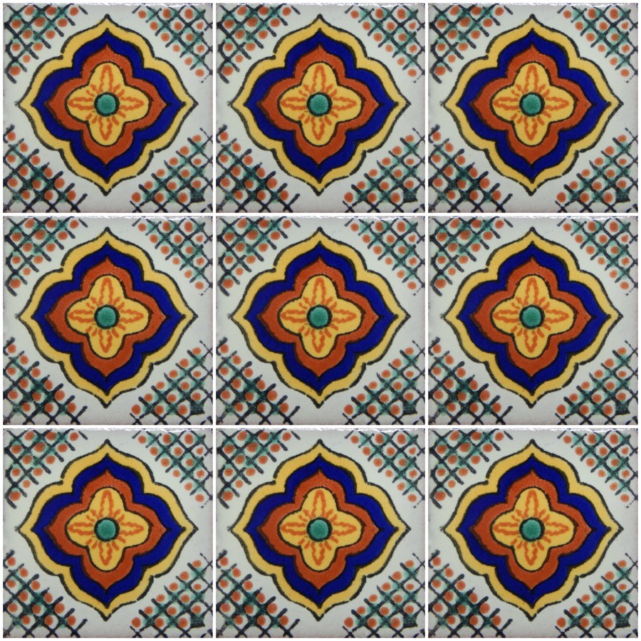 25 TILES Ceramic MEXICAN Talavera Handmade Tile 2×2 Clay Mexico Pottery 2-023