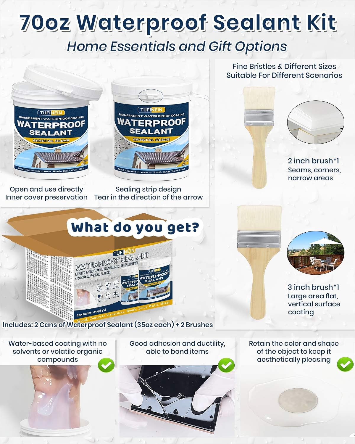 Waterproof Sealant 70Oz Clear, Transparent Waterproof Coating Water-Based In…