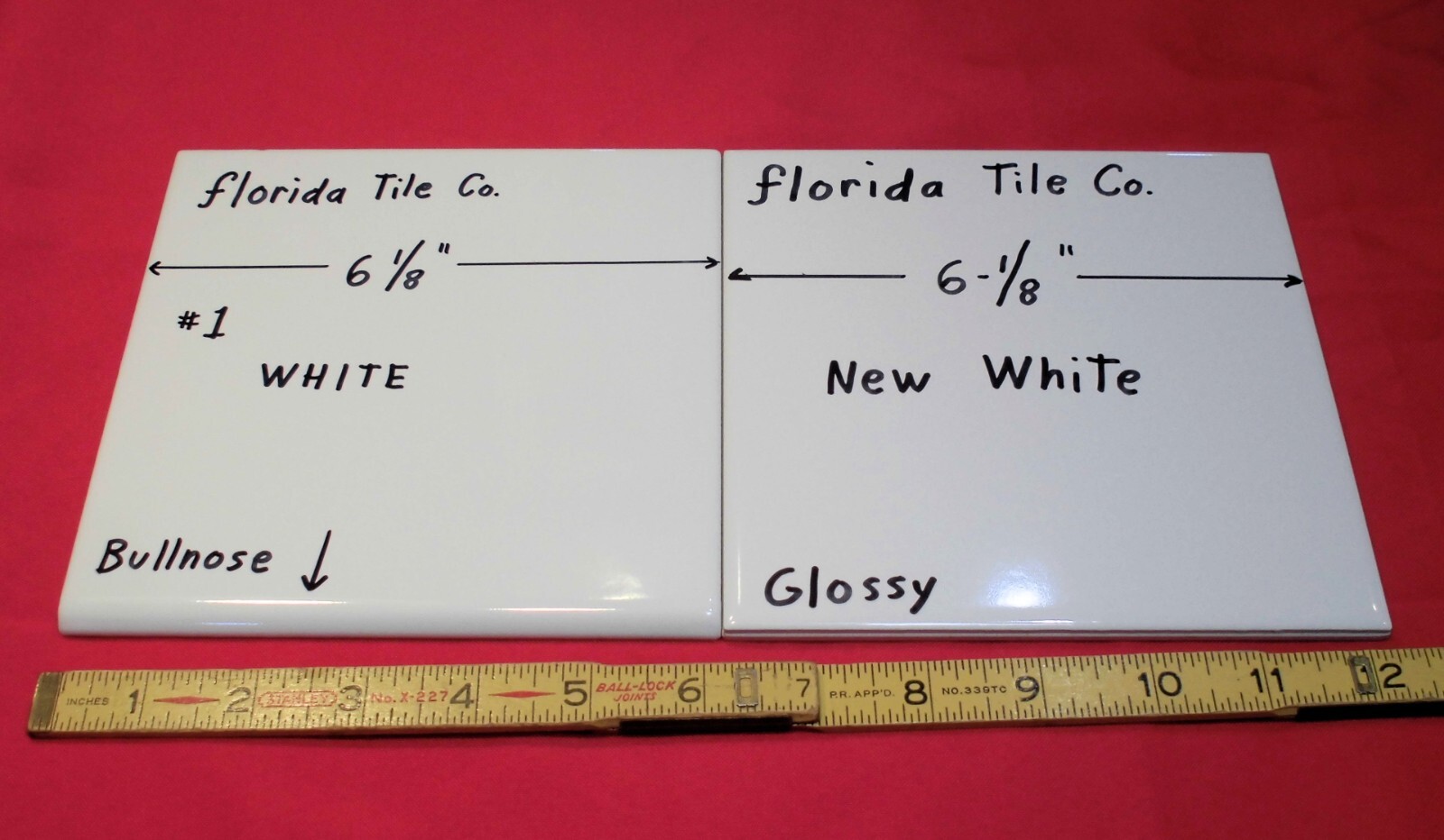 Glossy #1 White: 6-1/8″ Ceramic Bullnose Tile by Florida Co. Made in USA, NOS