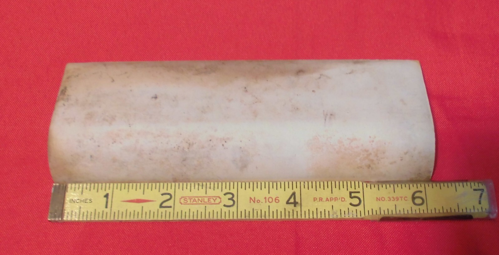1 pc. Shell Pink 2” X 6-1/8” Glossy Ceramic Cove Base Tile, Flat Top, Mid-State