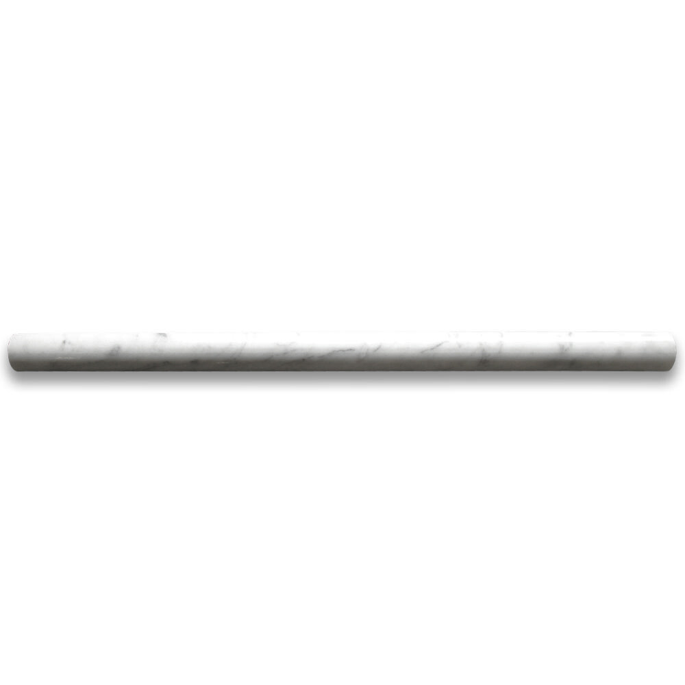 C18P Carrara Marble Pencil Liner Trim Molding Venato Carrera Polish 3/4×12