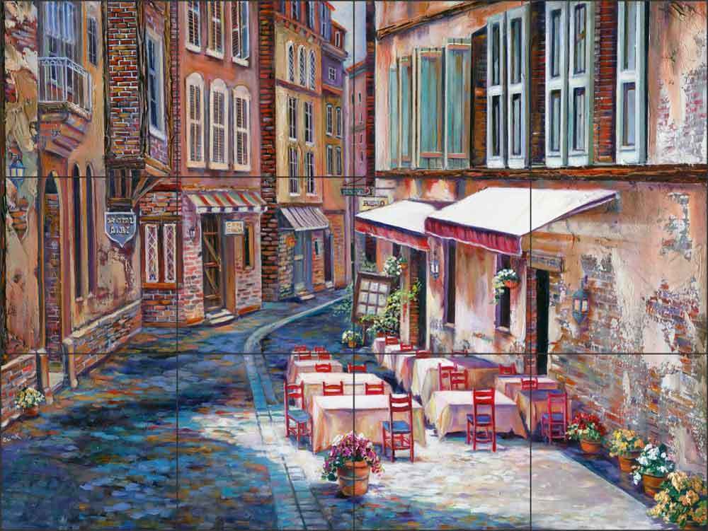 Ceramic Tile Mural Backsplash Cook French Village Cafe Landscape Art GCS016