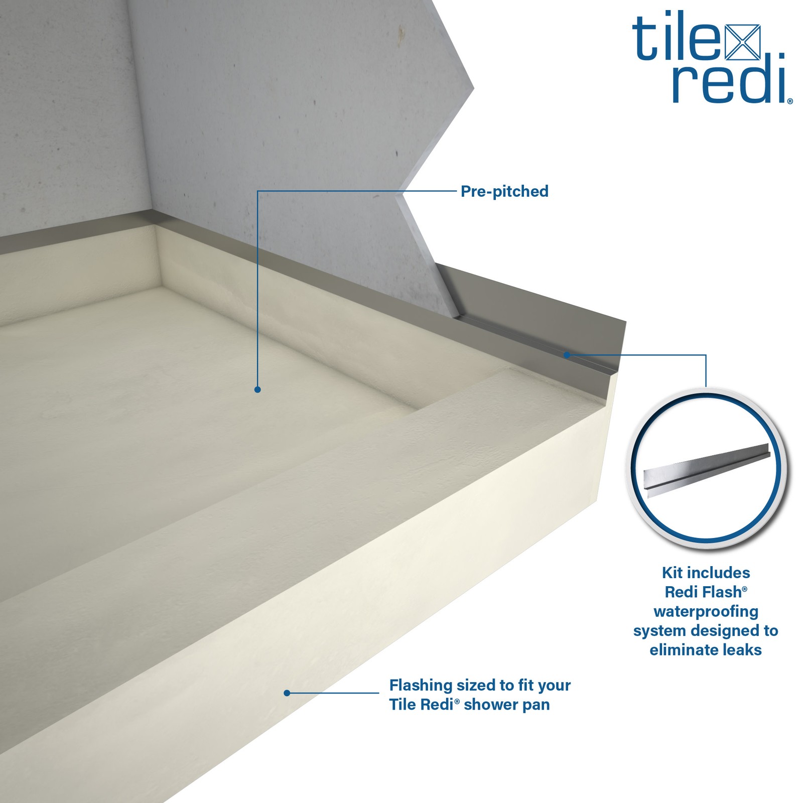 Tile Redi RT3648RSRB36KIT Base’N Bench 60″ x 36″ Rectangular – Nickel