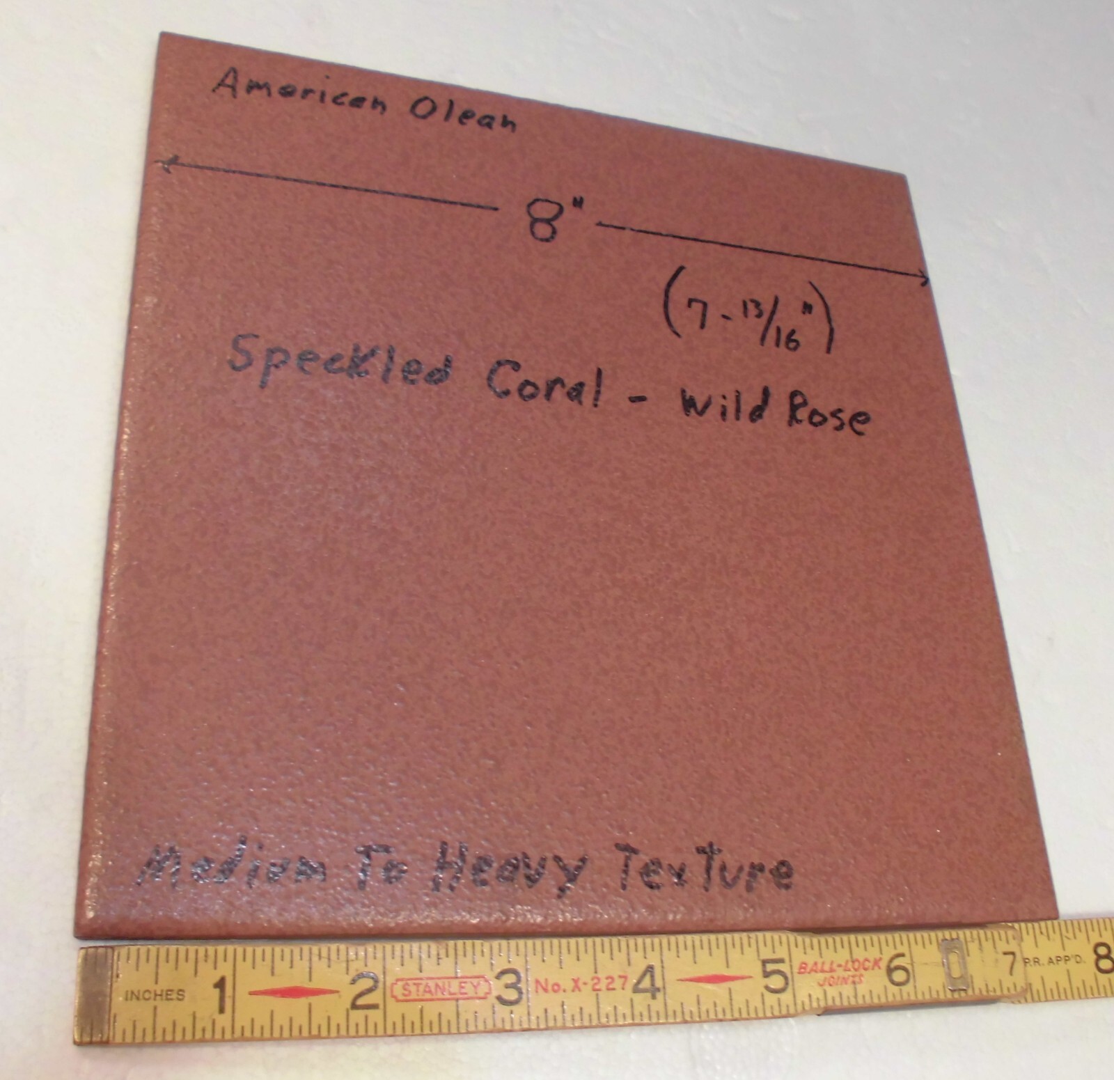 1 pc. Maroon-Wild Rose: 8″ Ceramic Floor Tile by American Olean, Speckled, New