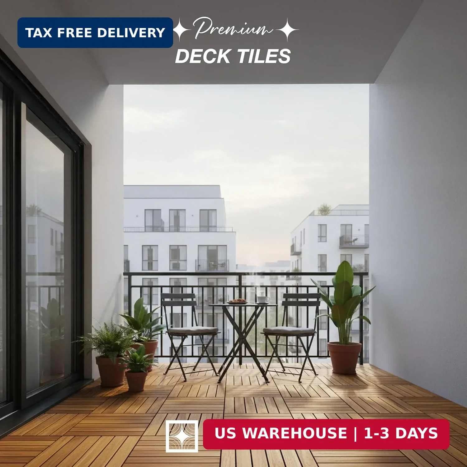9Pcs Premium Acacia Wood Interlocking Patio Deck Tiles, 12 x 12 x 0.9 Inch Outdo