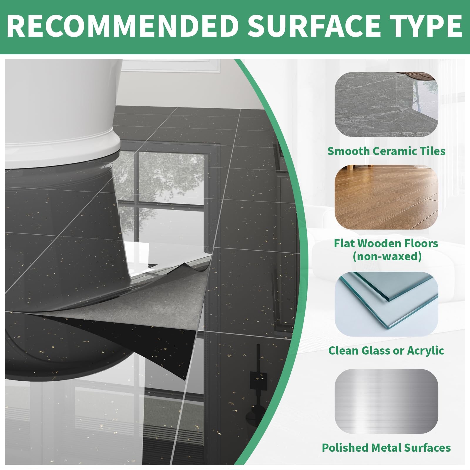 20-Pack 20 Sq.Ft Peel and Stick Floor 12×12 Inch, Polish Black Galaxy Marble