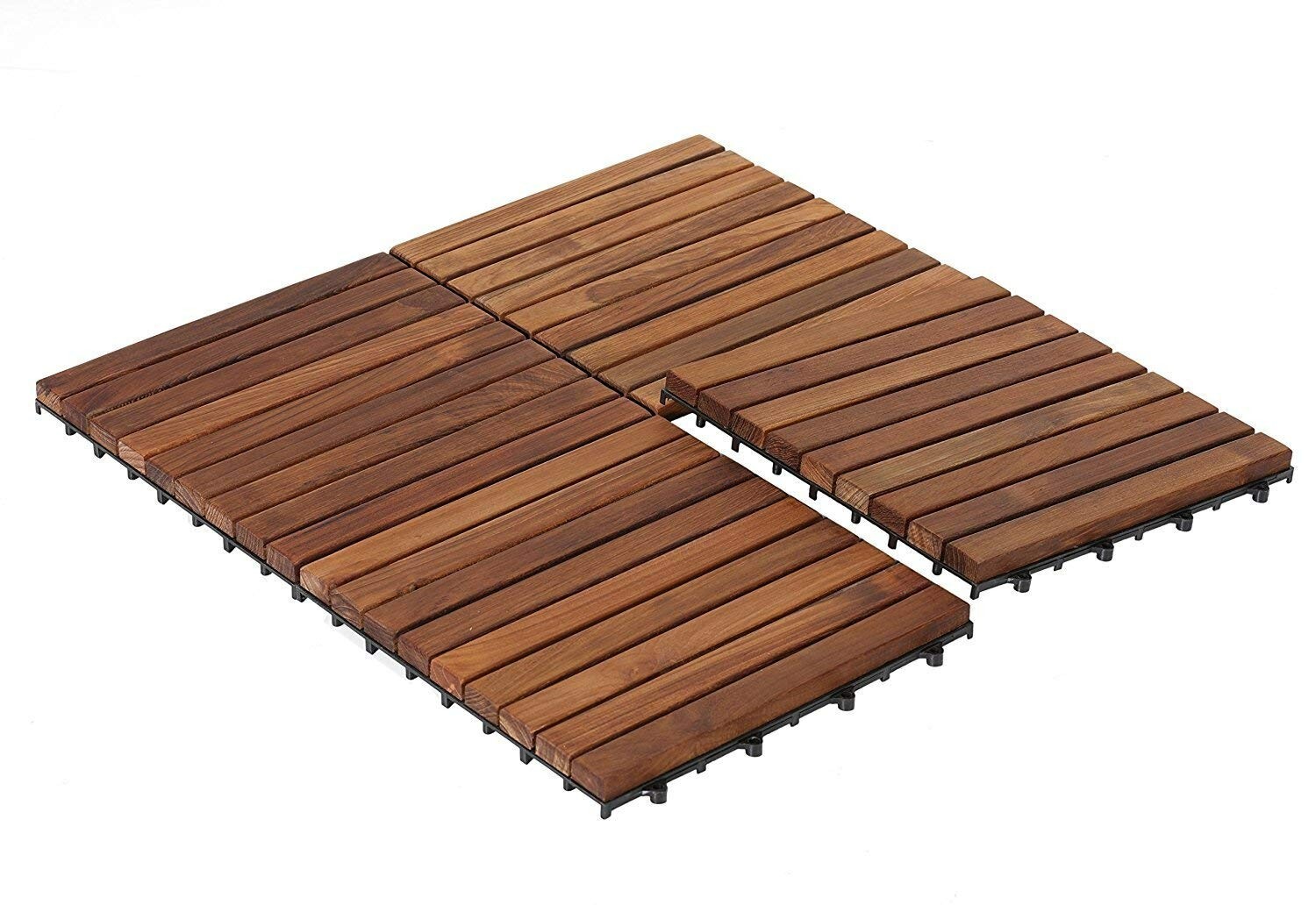 10 PCS Teak Wood Floor Tile Set Oiled Finish In Out Door Deck Bath Room Shower