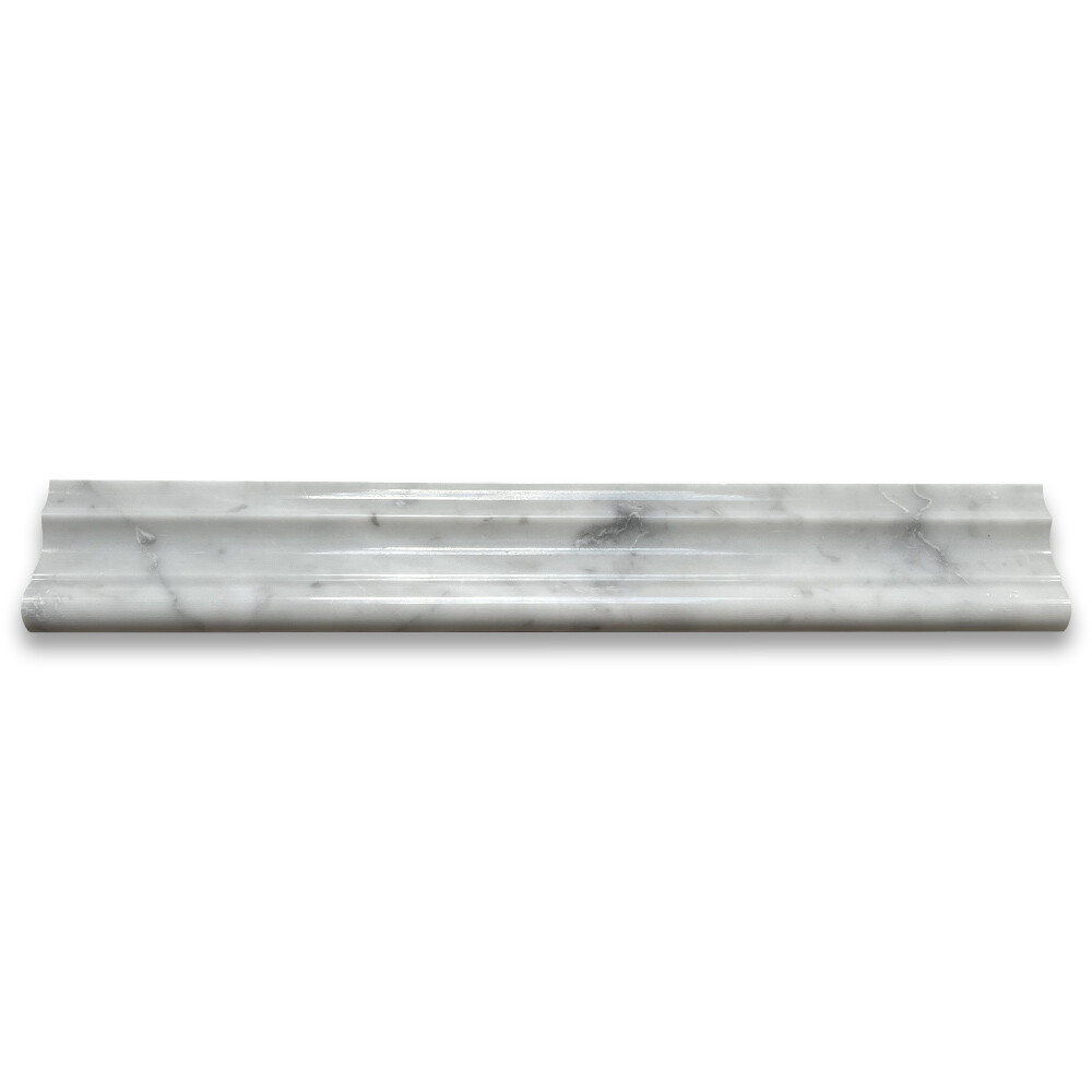 C13P Carrara Marble Venato Carrera Chair Rail Trim Molding Polished 2×12
