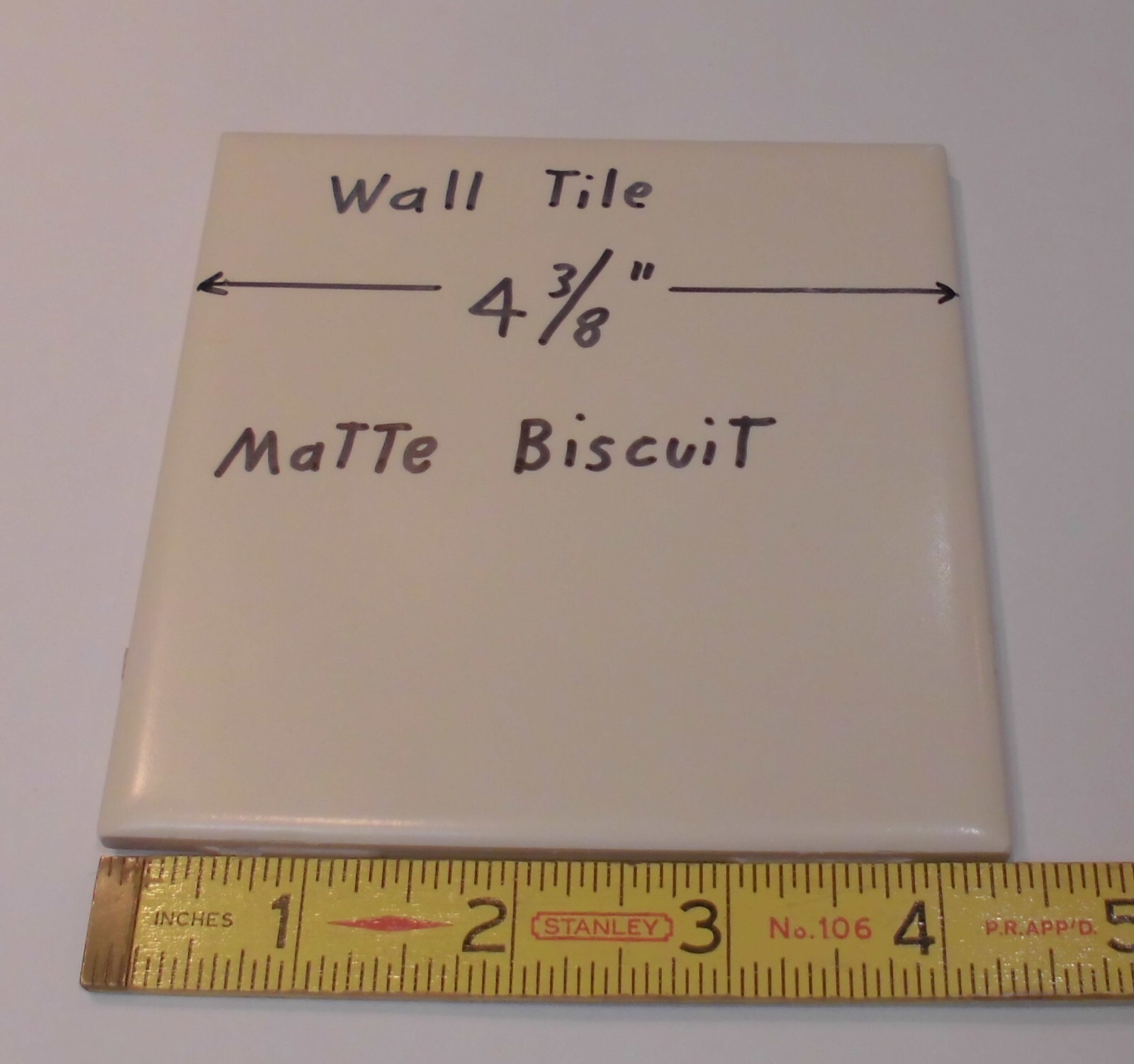 1 pc. Matte Ceramic Wall Tile *Biscuit Color* 4-3/8″ X 1/4″ thick, off-white,