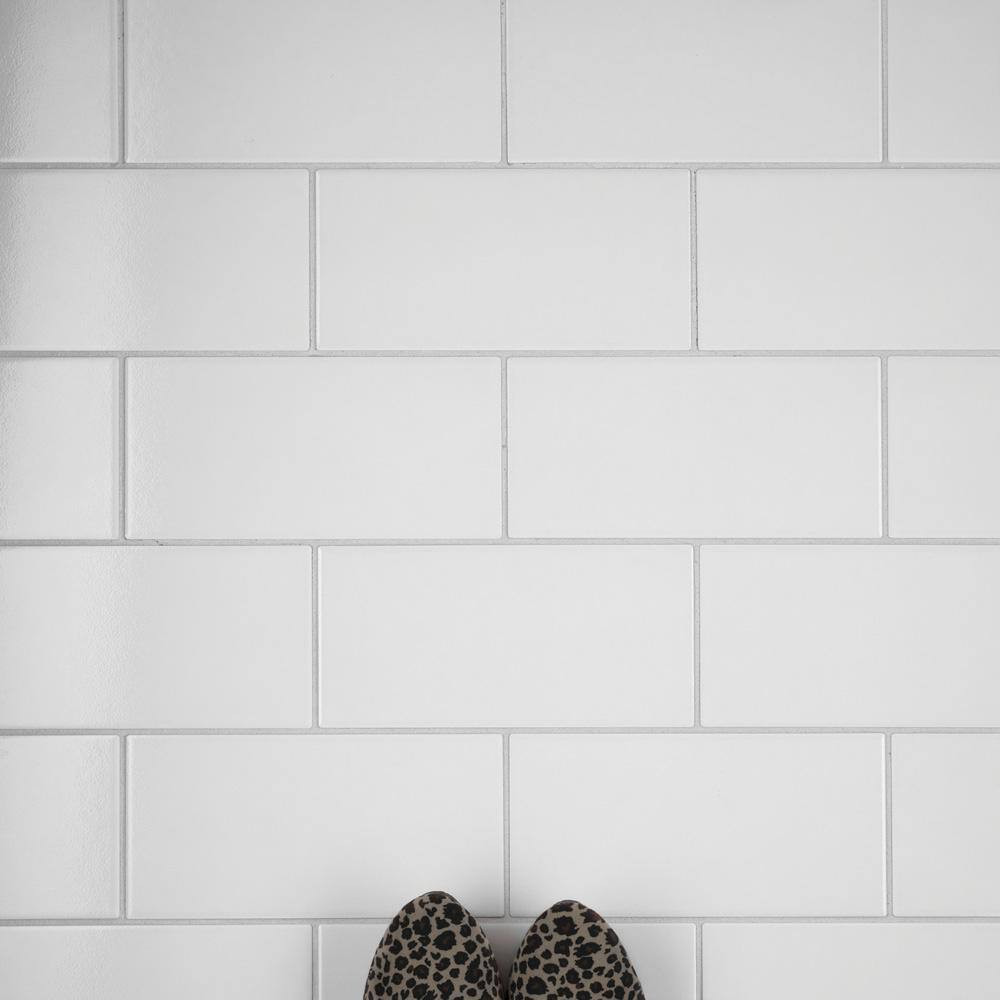 Piscina Brick Blanco Brillo with Biotech 4-3/4 In. X 9-5/8 In. Porcelain Floor a