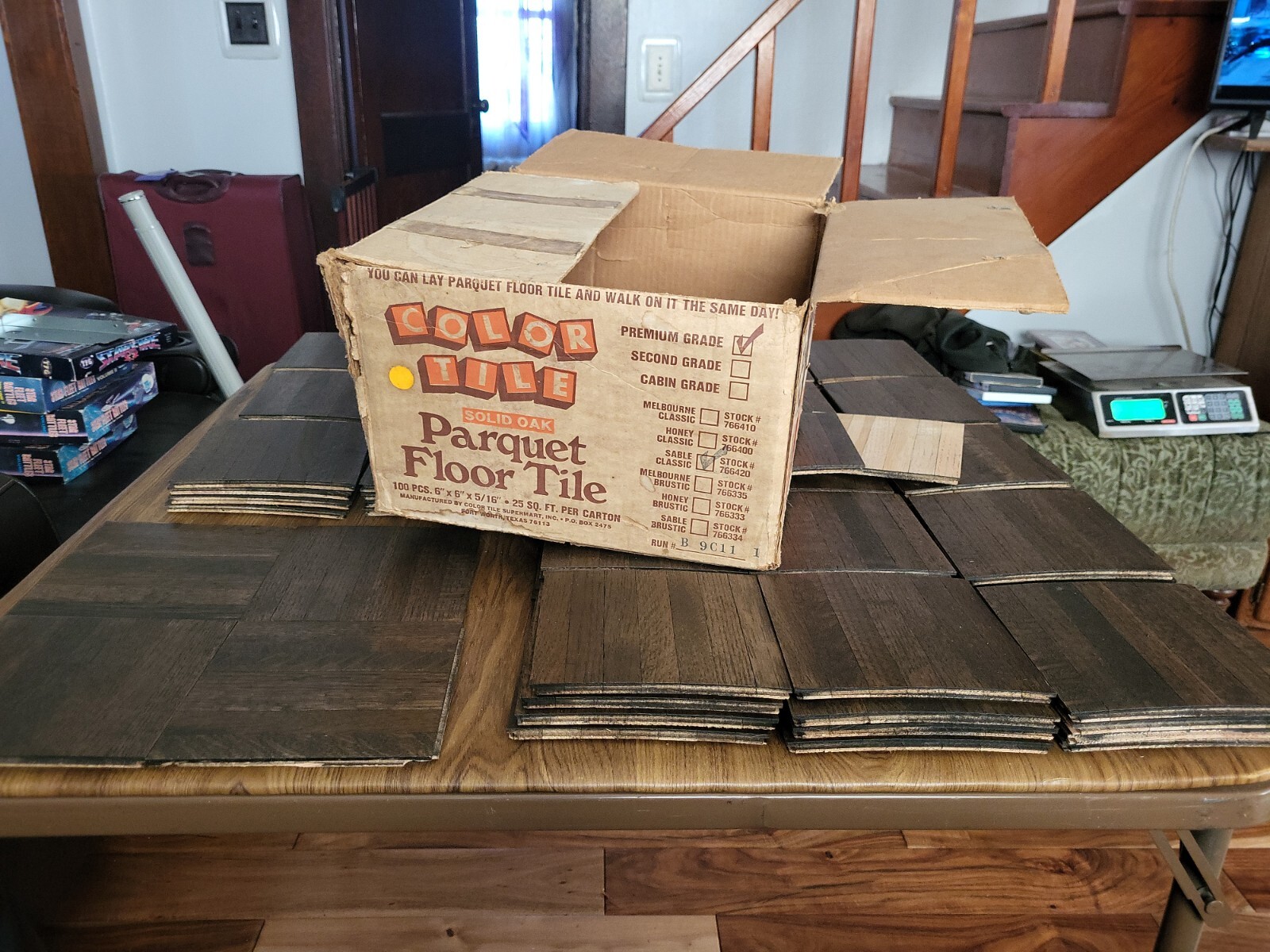 Color Tile Solid Oak Parquet Floor sable classic walnut 7 tab 6x6x5/16″ 22 sq ft