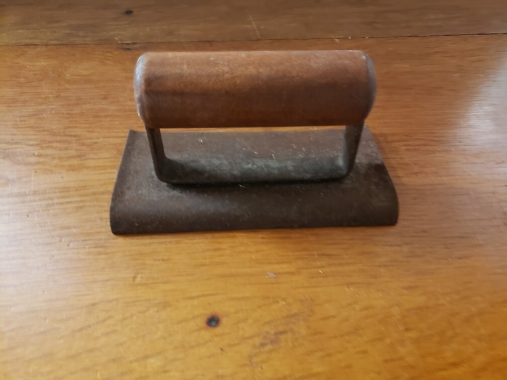 Vintage Wooden Handle Tile Mud Trowel with Curved Side For Edges 6″ x 2 7/8″