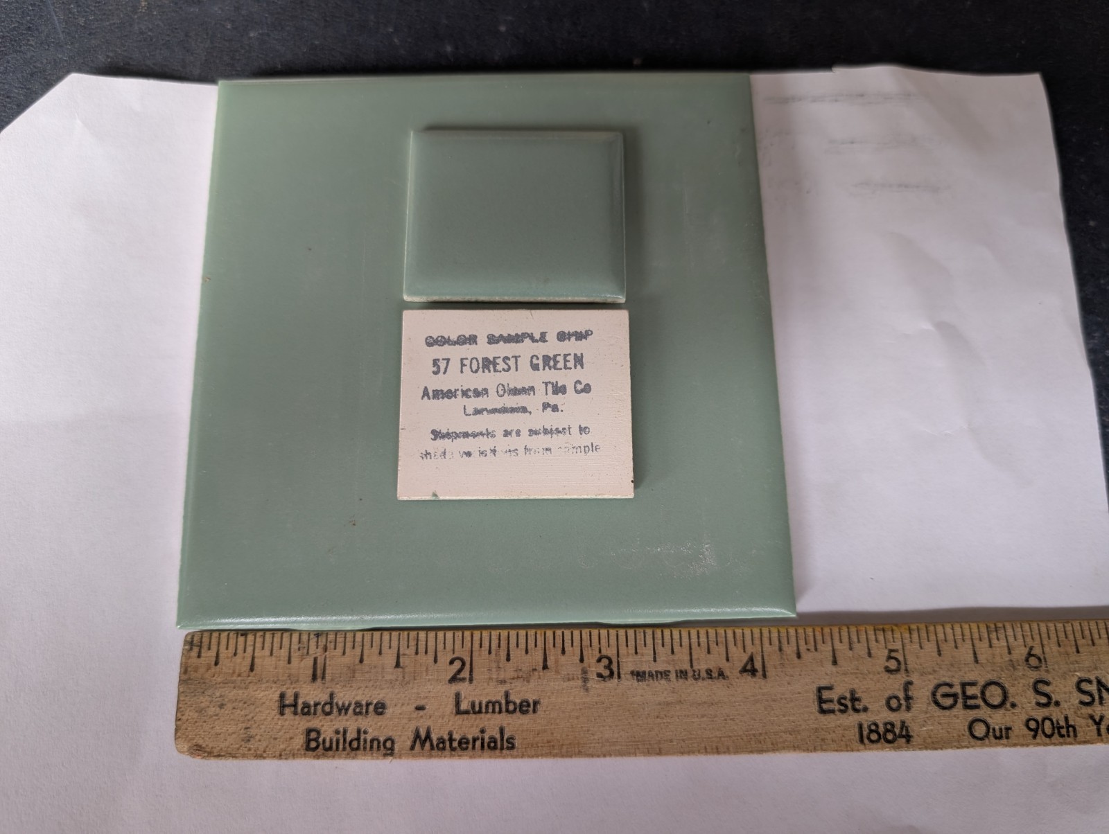 2 pieces 4 1/4″ Ceramic Tile #15 Sylvan Green New American Olean Tile