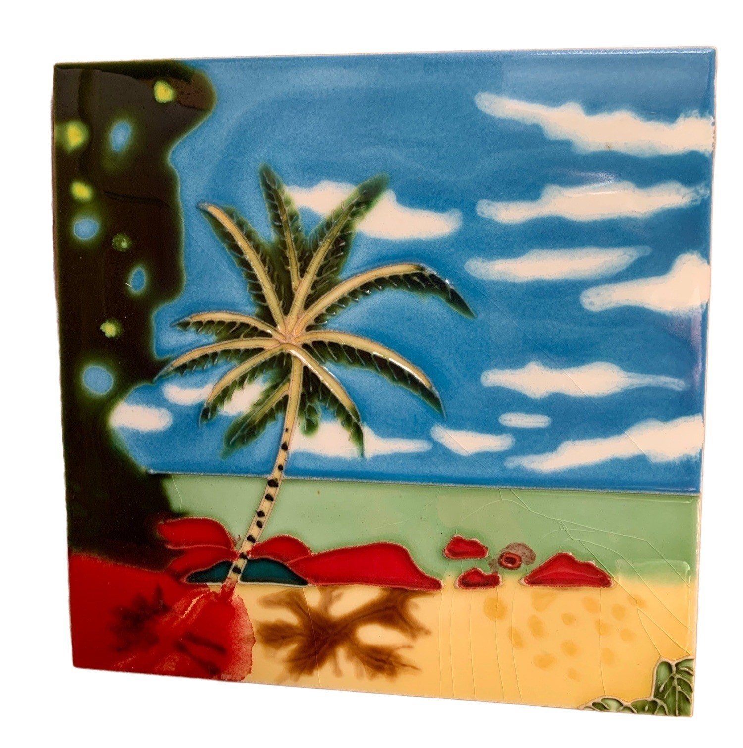 Palm Tree Beach 8×8 in. Decorative Ceramic Wall Tile Beach Themed Backsplash New