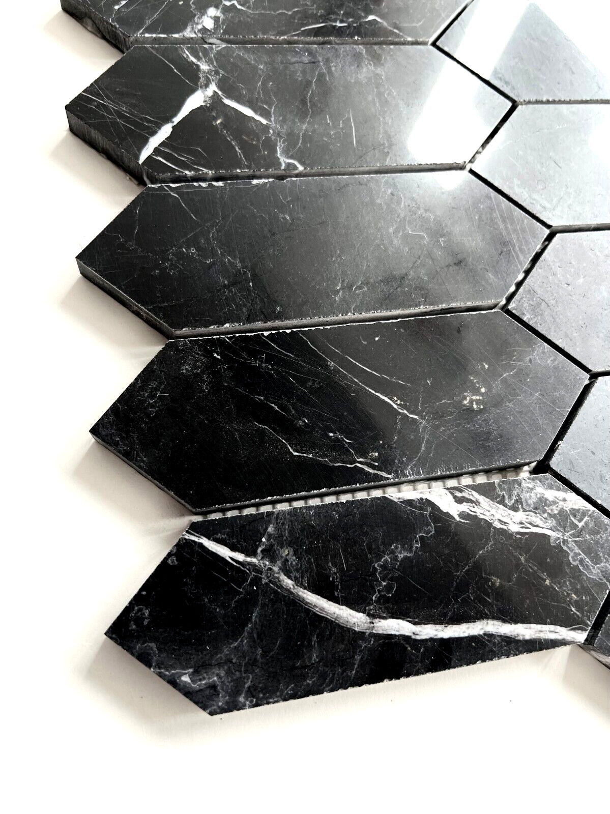2×6 Black Marble Picket Mosaic Backsplash and Bathroom Kitchen Wall Floor Tile