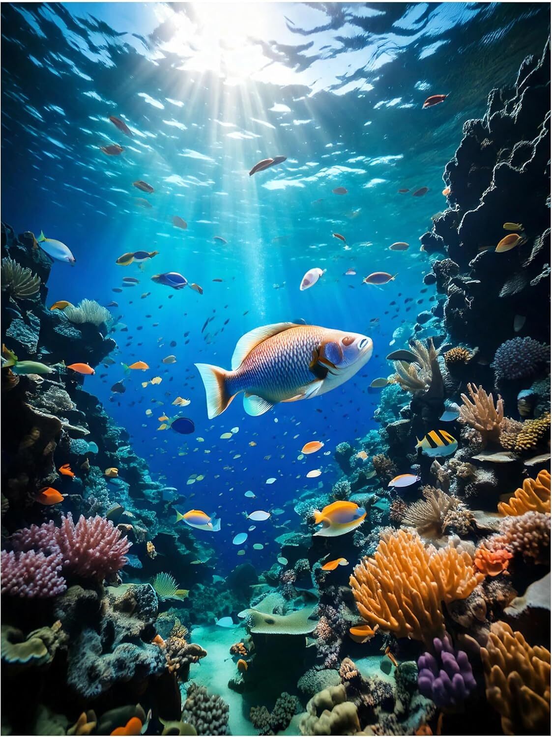 Tile Mural Underwater Fish Coral Kitchen Shower Wall Backsplash Marble Ceramic