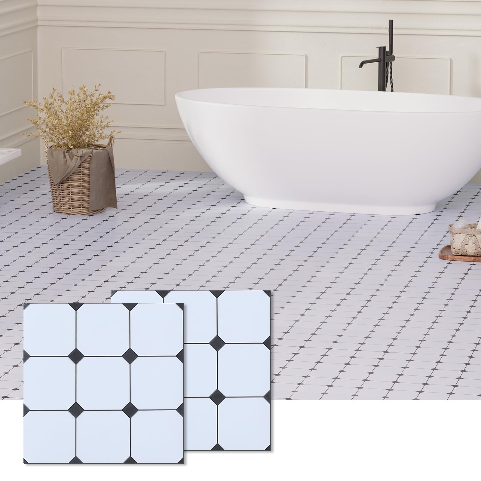 Peel and Stick Floor Tile, 20-Pack 12″ x 12″ Vinyl Flooring, Waterproof Self-…
