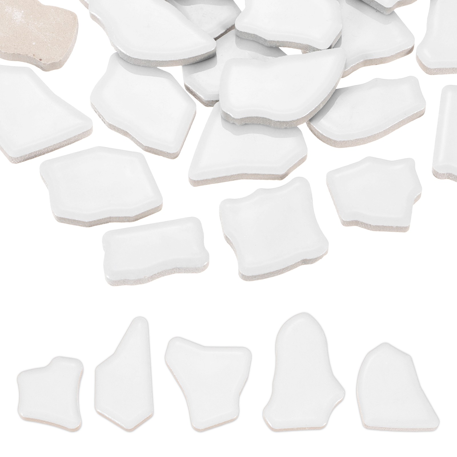 500g/1.1LB Irregular Ceramics Mosaic Tiles, 0.79″-1.57″ Mosaic Tile, White
