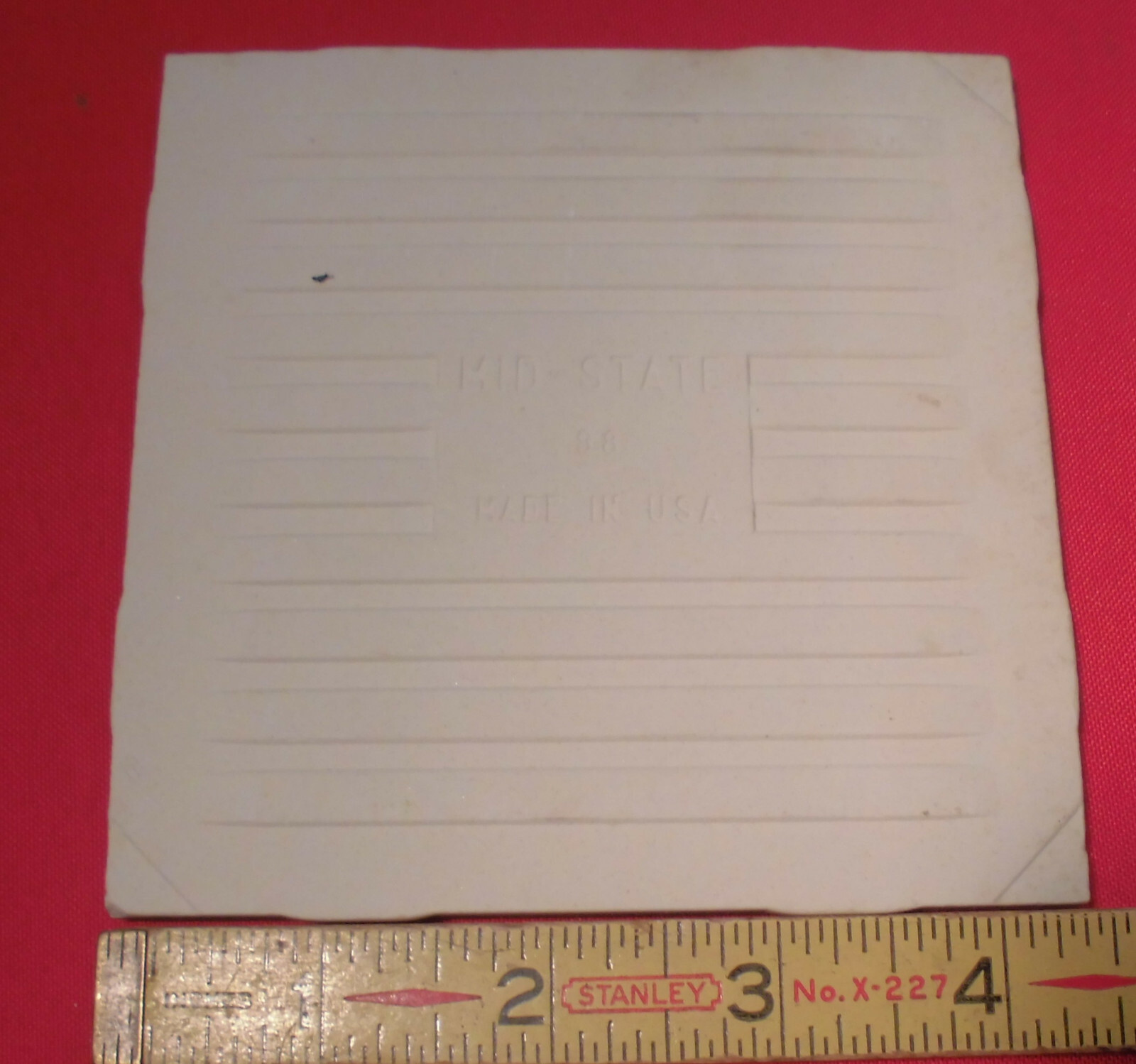 1 pc. Ceramic Tile *Bone-Almond* by Mid-State Co. 4-3/8″ (NOS) Textured Glaze