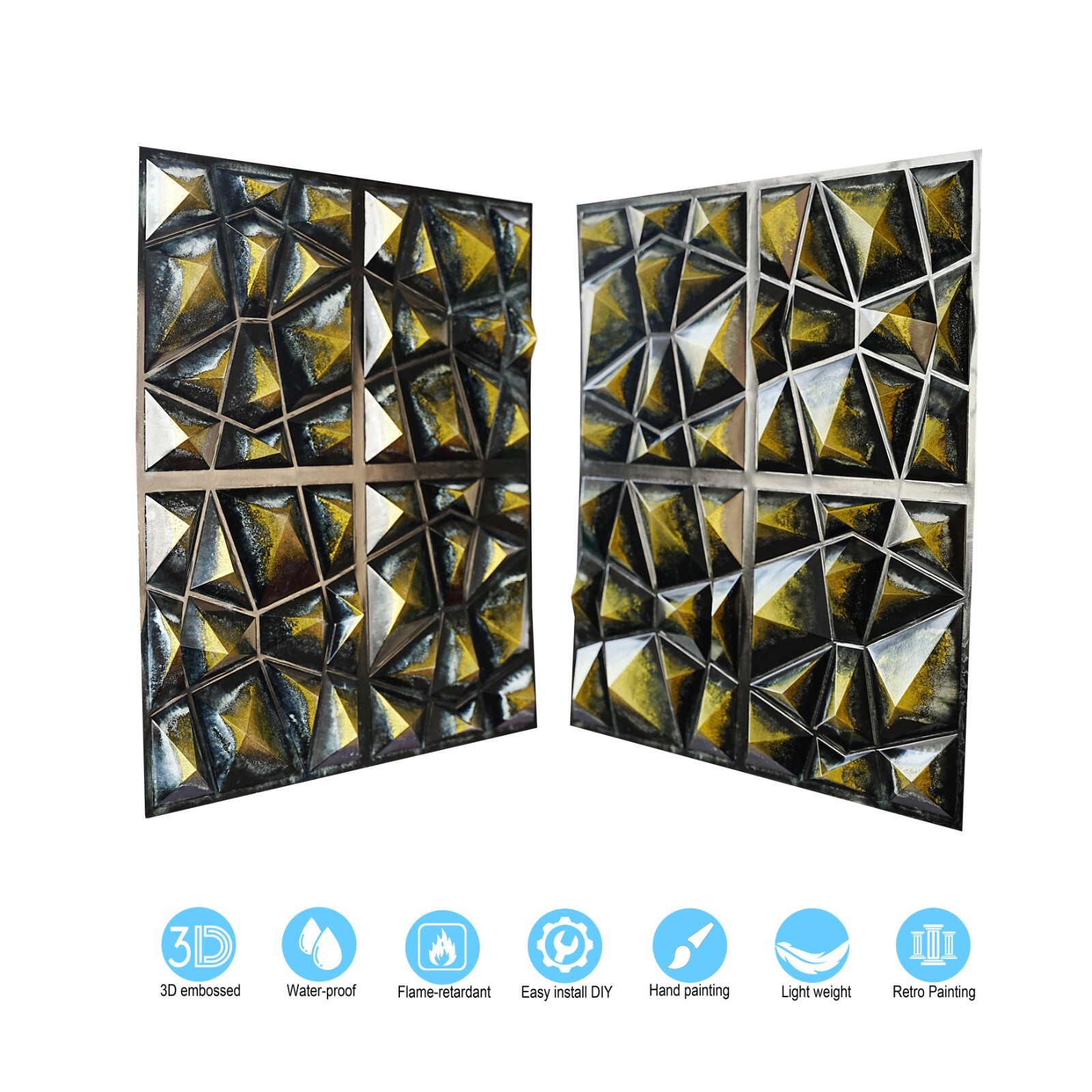 Ancient Suspended Ceiling Tiles Decorative Wall Panels PLM101 Black gold 10pcs