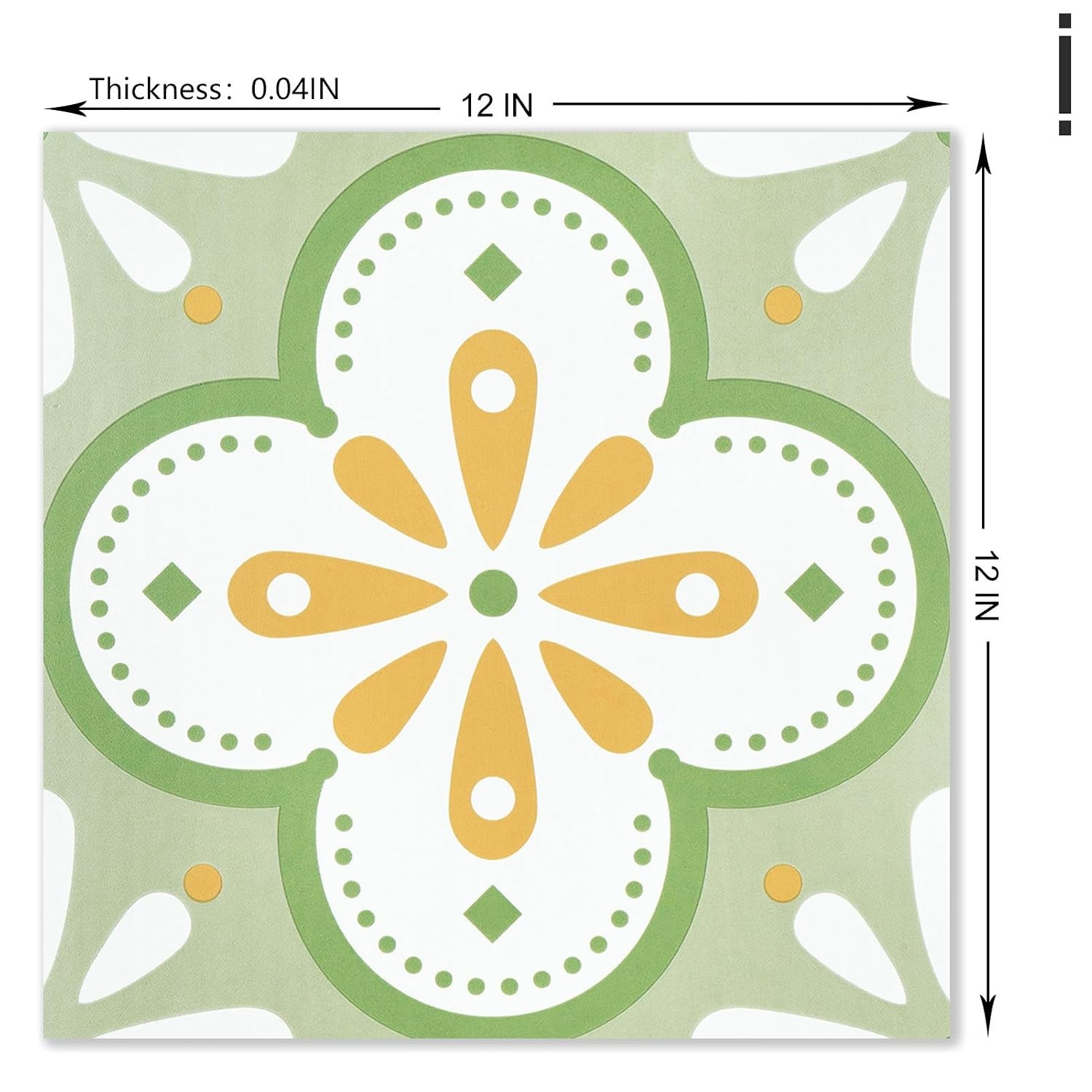 12″x12″ Green Boho Floral Peel and Stick Floor Tile Self Adhesive Waterproof