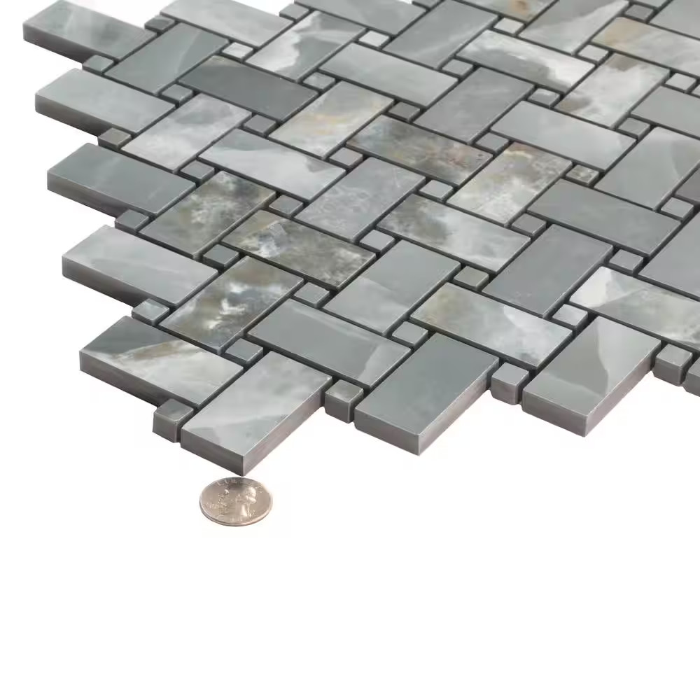 Splendor Green 11.81 In. X 11.81 In. Matte Porcelain Mosaic Wall and Floor Tile